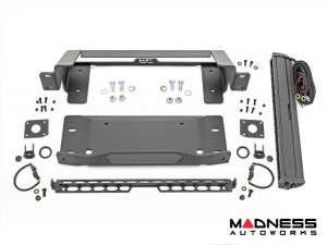 Ford Bronco Winch Mount - High Mount - OE Modular Bumper - Rough Country - W/ Black Series White DRL LED